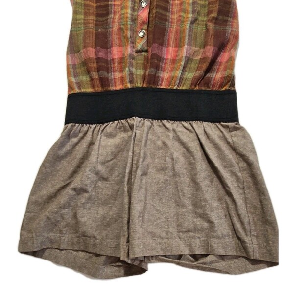 VTG Y2K Plaid Sleeveless Romper Drop Waist Shirt Dress Style Indie Grunge 2000s - Picture 2 of 13